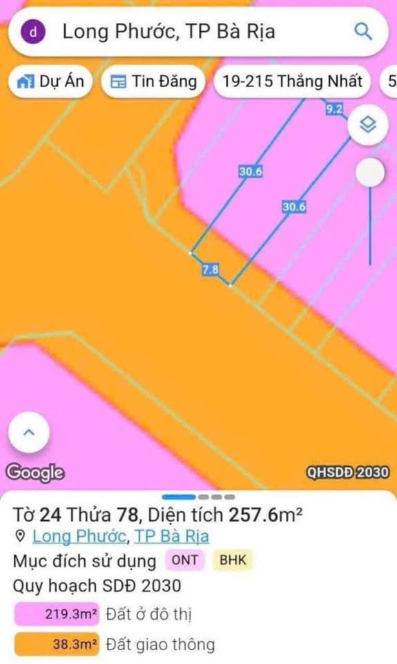 Bán đất thành phố Bà Rịa, tỉnh Bà Rịa, Vũng Tàu, giá 2,3 tỷ