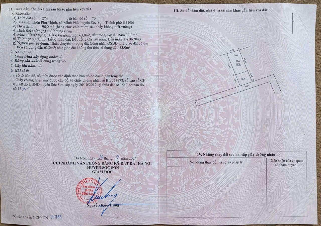 Bán nhanh trong 3 ngày - Đất tại Minh Phú, Huyện Sóc Sơn, Hà Nội, 1,18 tỷ, 96m2