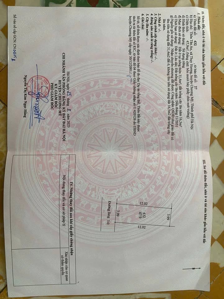 Bán 48m² đất tại Thụy Hương, Chương Mỹ, ngõ thông ô tô