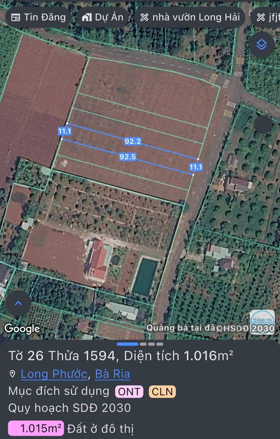 Chủ gửi lô đất sào đẹp mặt tiền đường nhựa 90, Long Phước, giá 3.8 tỷ