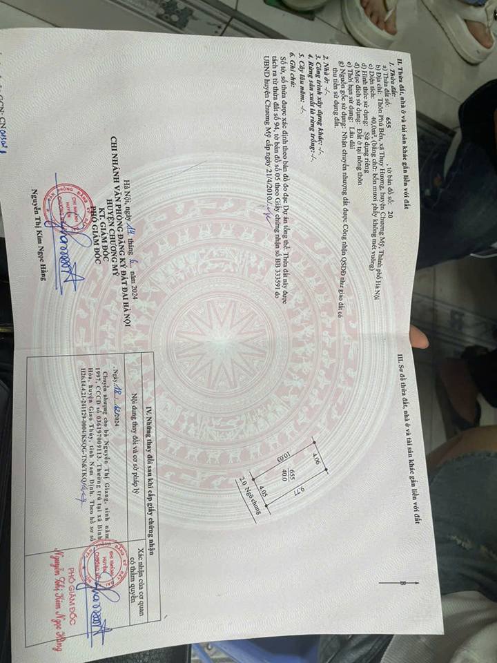 Chính chủ cần bán đất Phú Bến, Thụy Hương, Chương Mỹ, Hà Nội