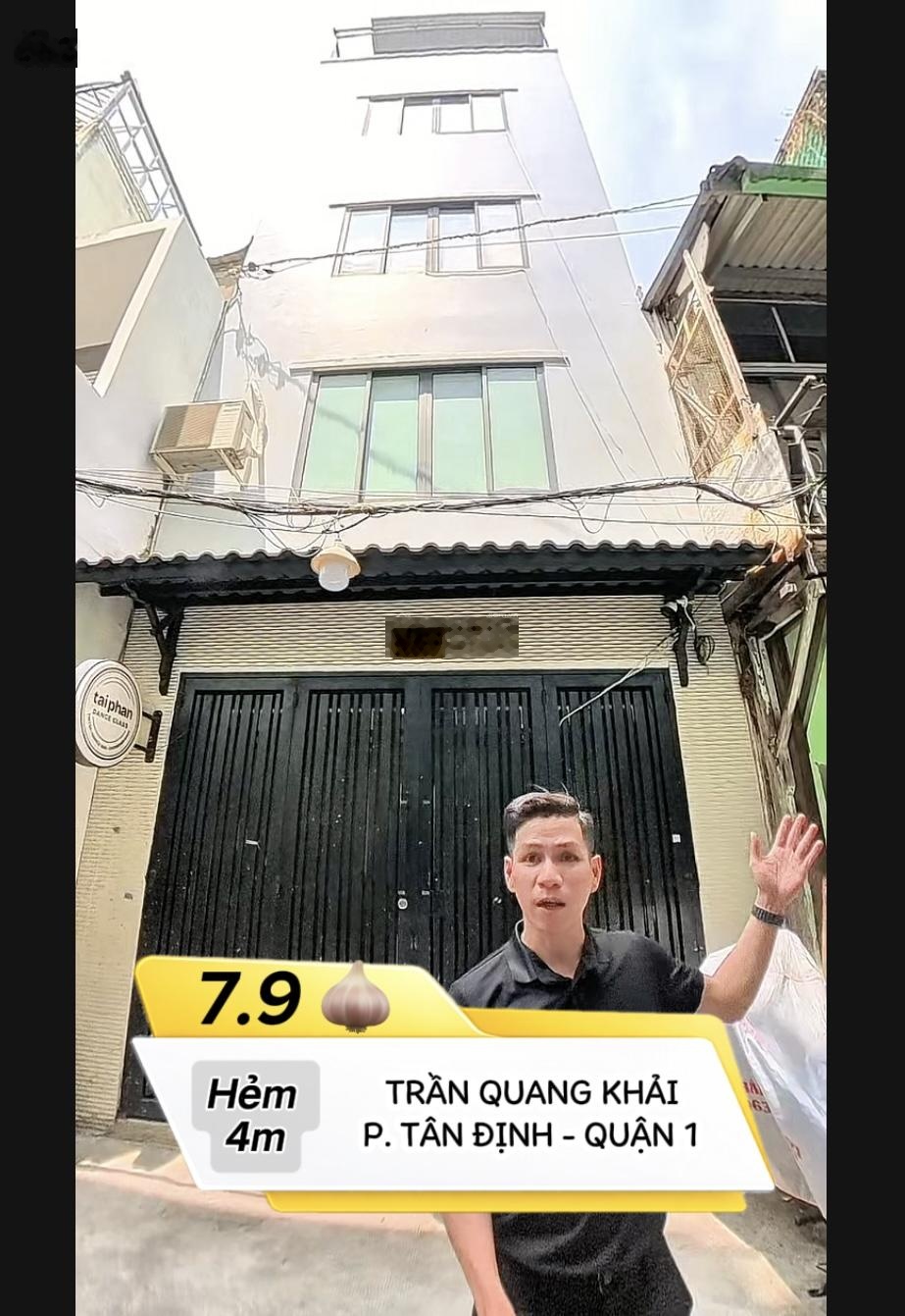 Nhà 5 tầng Quận 1 - Hẻm 4m - Diện tích: 30m - đất thổ cư vuông vức - chỉ hơn 7 tỷ