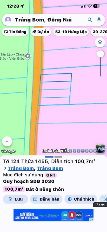 Đất Giang Điền, Trảng Bom sổ riêng, giá 980 triệu/lô, xây tự do