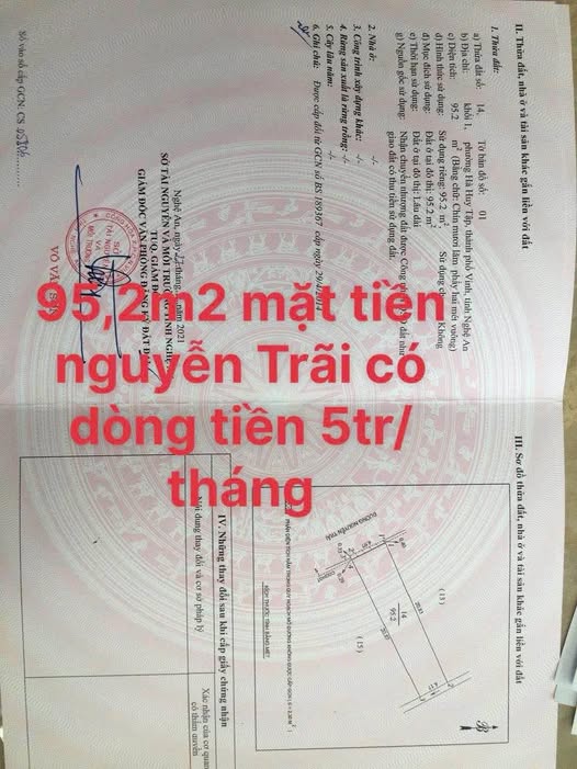 Cho thuê đất thành phố Vinh, tỉnh Nghệ An giá 7 tỷ