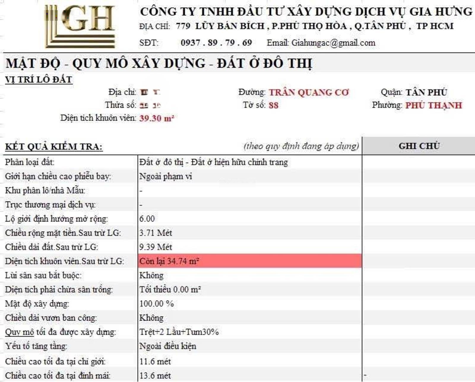 Tt tân phú- trần quang cơ-cách mt 15m- dòng tiền 10tr/th-nhỉnh 4 tỷ