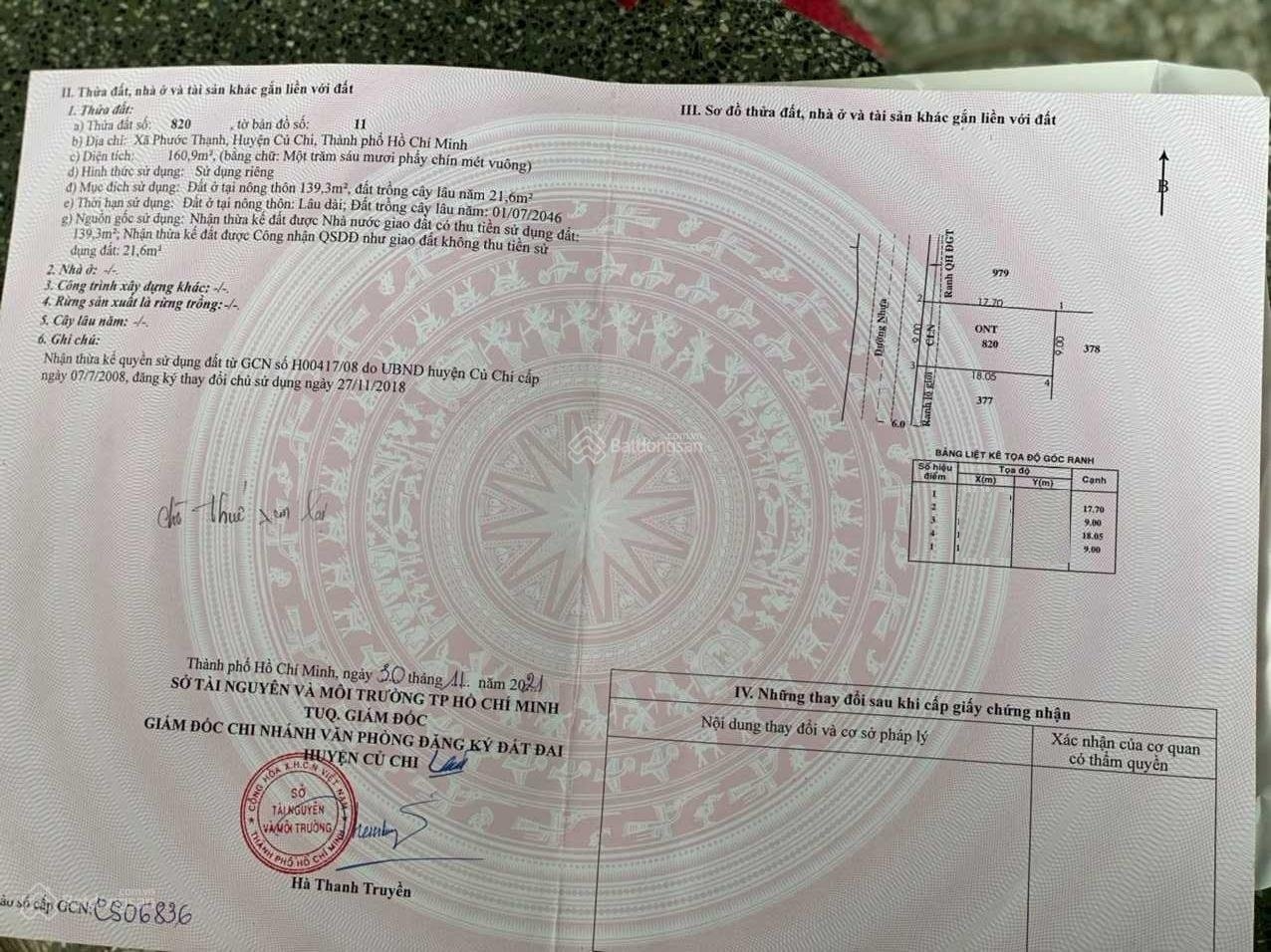 Chủ kẹt tiền bán gấp đất 160m2 thổ cư. Giá 960tr TL đường Võ Văn Điều xã Phước Thạnh huyện Củ Chi