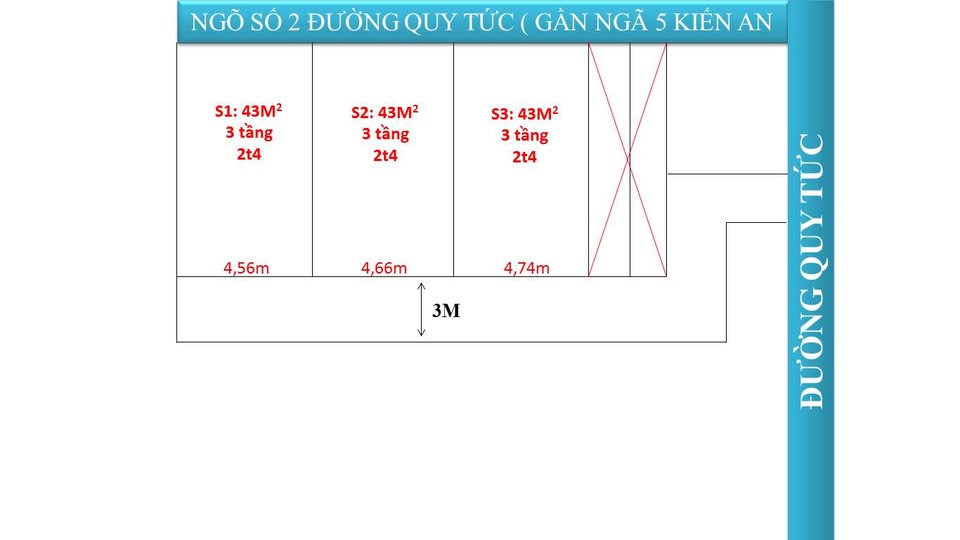 Bán nhà sau nhà mặt đường, ngõ số 2 đường Quy Tức, gần ngã 5 Kiến An, giá 2.4 tỷ
