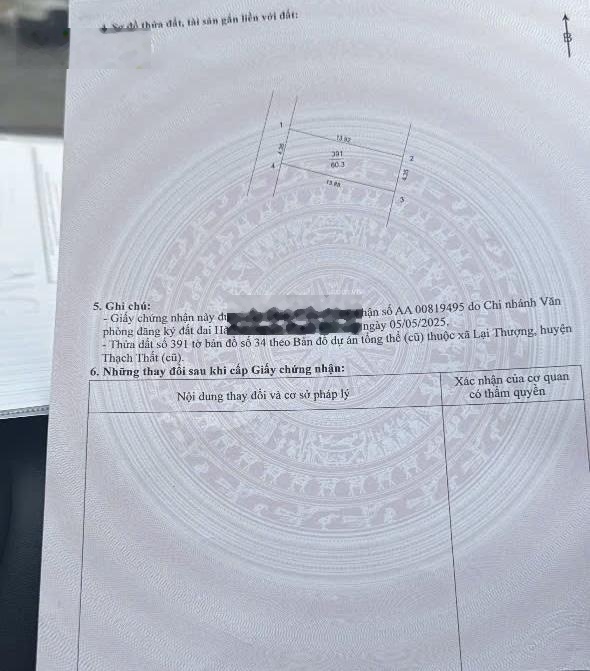 Cần tiền Bán gấp lô đất dưới 2 tỷ 60,3m2 sát trục chính tại Thạch Thất - Hà Nội