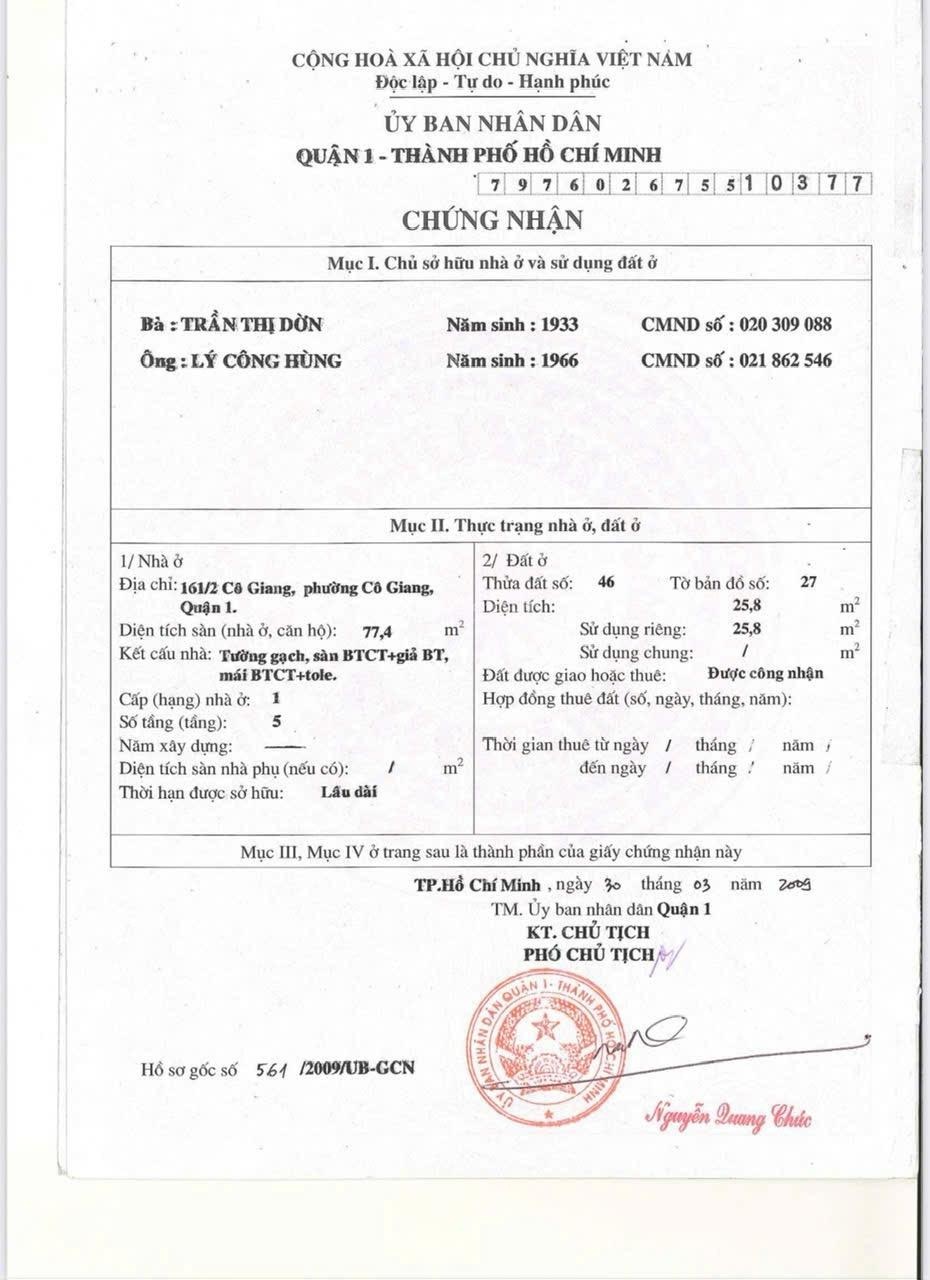 Chính Chủ Bán Nhà Ngay MT 162 Cô Giang Q.1 5 Tầng 4pn 4wc Giá 7,8 Tỷ Đang Vay NH 7 Tỷ 0901970599