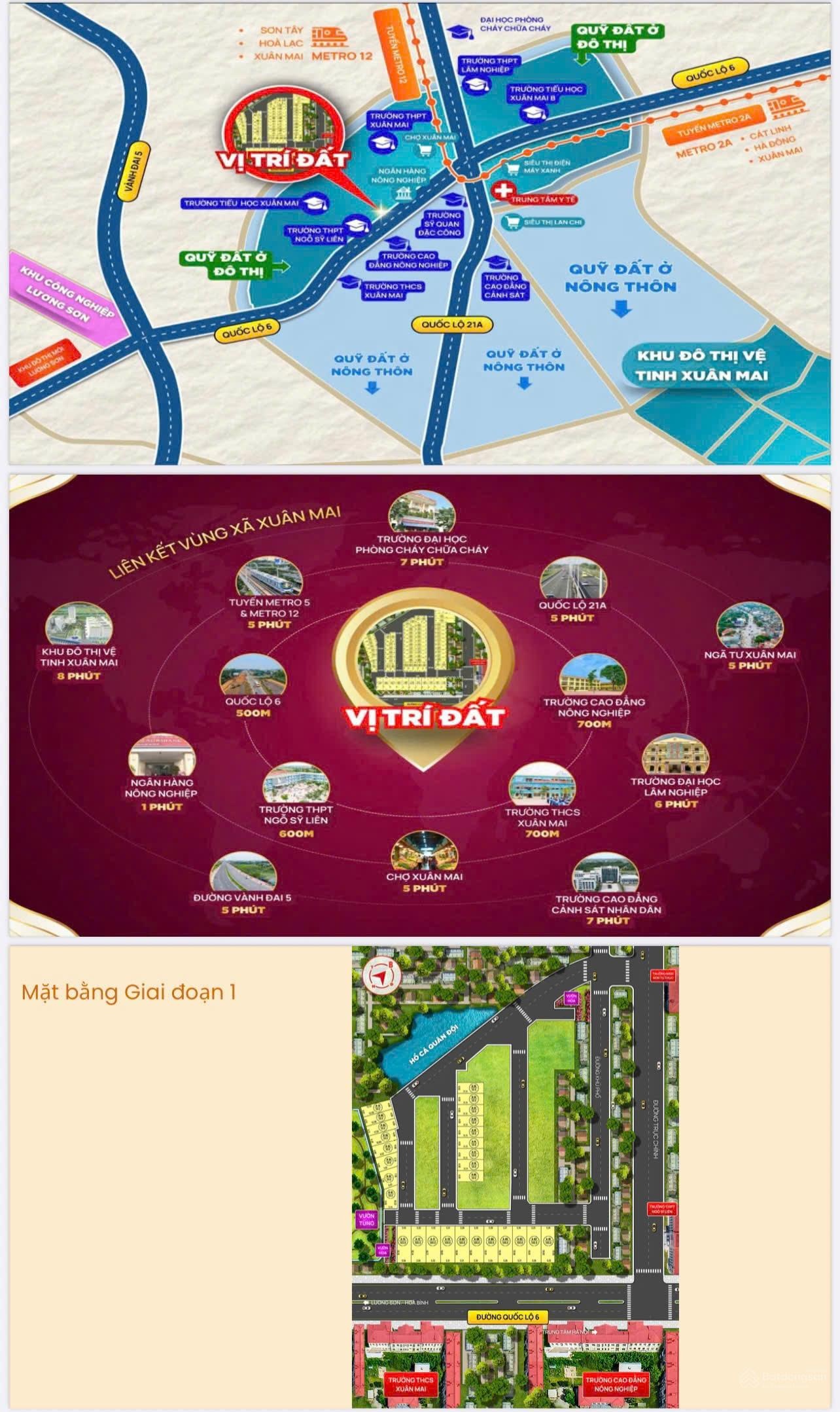 Đất phân lô 50m², sổ Hà Nội, sát ngã tư Xuân Mai. Giá 2 tỷ/lô. Gần QL6 mở rộng, metro 2A,12