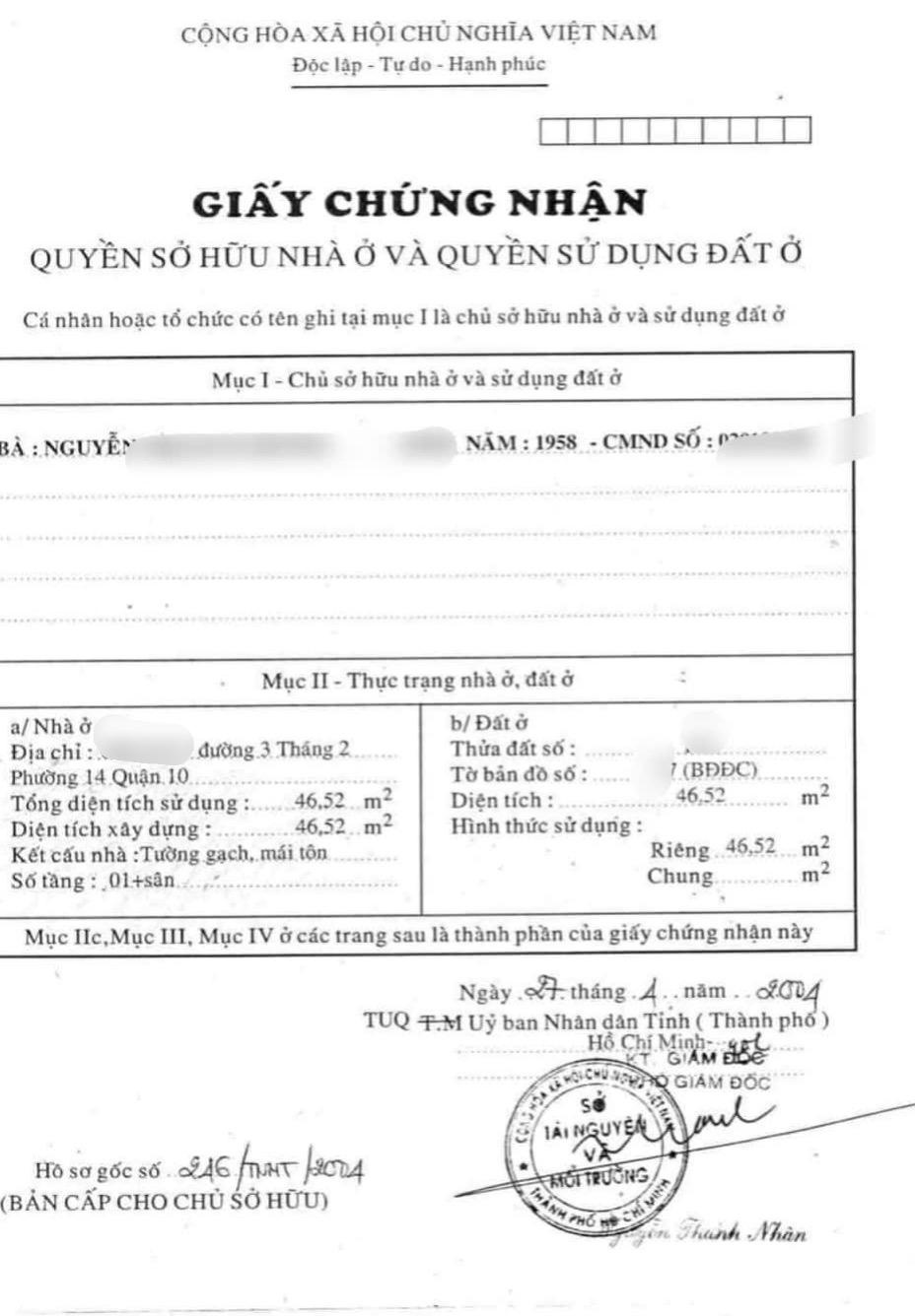 Hẻm xe hơi đến nhà đường 3/2 quận 10 47m 4pn chỉ nhỉnh 7 tỷ