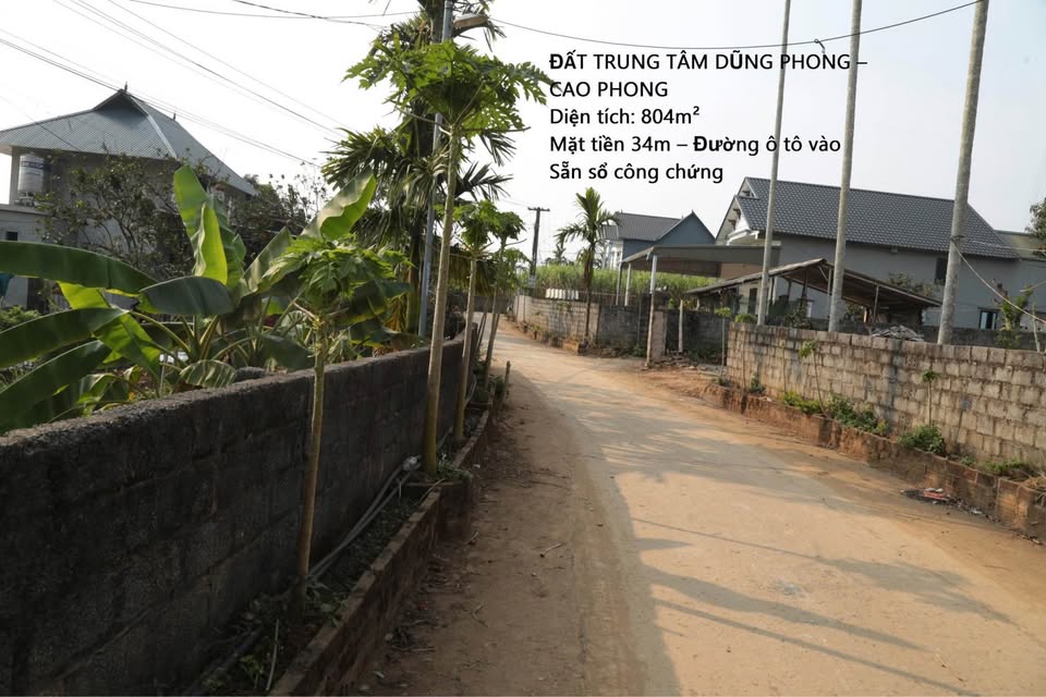 Bán 804m² đất trung tâm Dũng Phong, Cao Phong