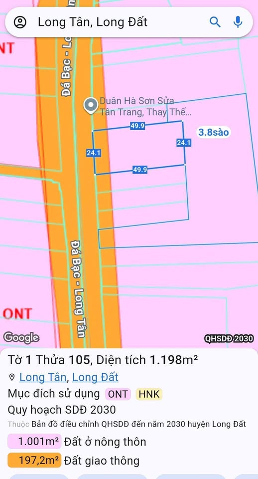 Bán đất huyện Đất Đỏ, tỉnh Bà Rịa, Vũng Tàu, giá 4,5 tỷ