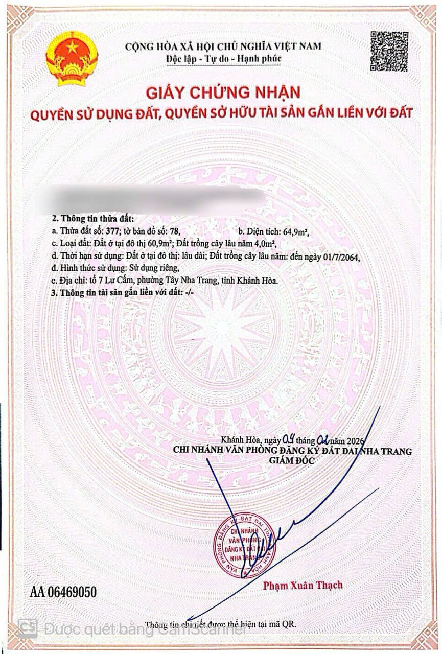 Bán đất thành phố Nha Trang, tỉnh Khánh Hòa, giá 2,14 tỷ