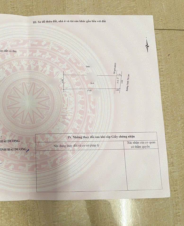 Chính chủ bán lô đất mặt phố Trịnh Thị Lan, thành phố Hải Phòng, 92m2, mặt tiền 4.5m, nở hậu, hướng Đông