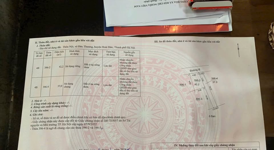 Bán đất 42m2 lô góc tại thôn Nội, Đức Thượng, Hoài Đức, ngõ ô tô đỗ cửa