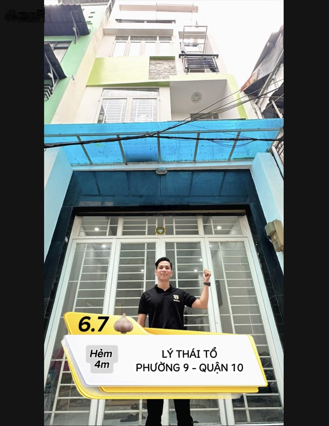 Nhà Quận 10 - hẻm 4m - nhà đẹp 4 tầng - ngang: 3,8m - DTSD: 140 m2 - đất vuông vức - 3 phòng ngủ -