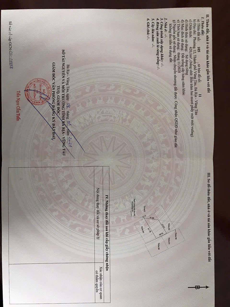 Bán đất mặt tiền đường A3, Bà Rịa, đường rộng 30m, kinh doanh mọi mặt hàng, giá 10.8 tỷ