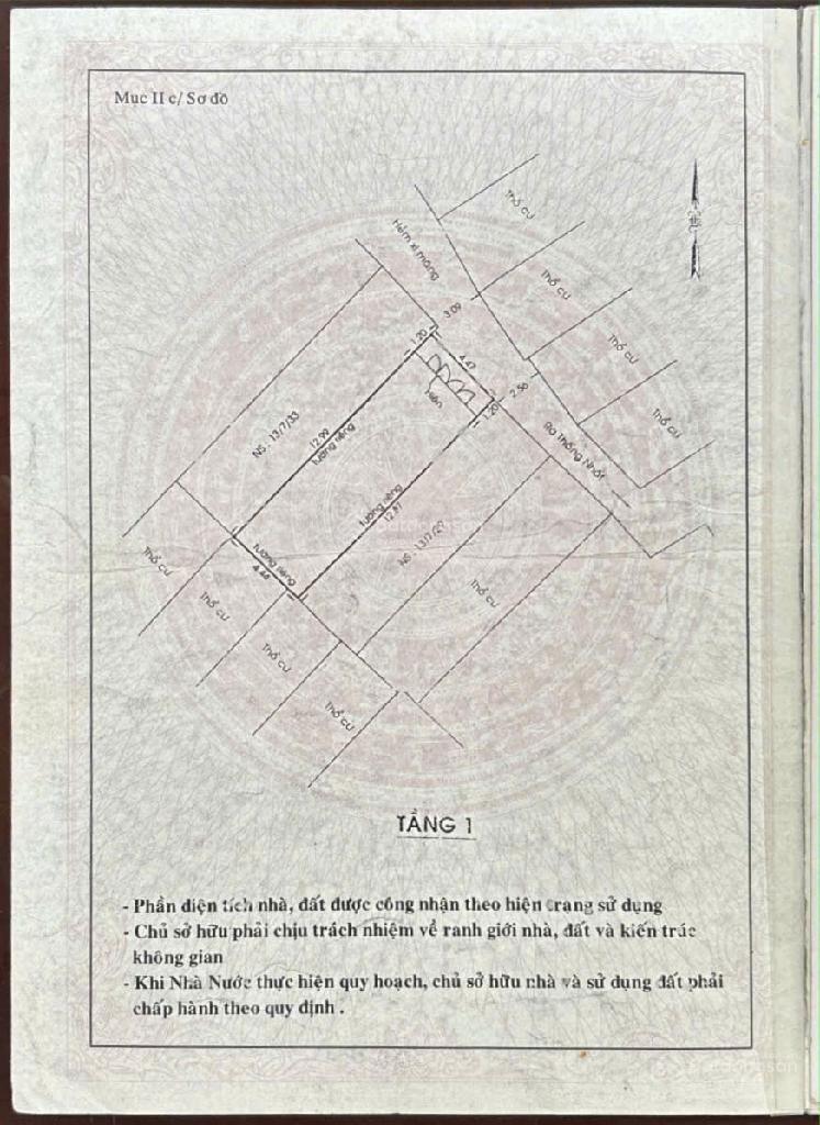 Bán đất Thống Nhất 63m2 nhà cấp 4 tiện xây mới