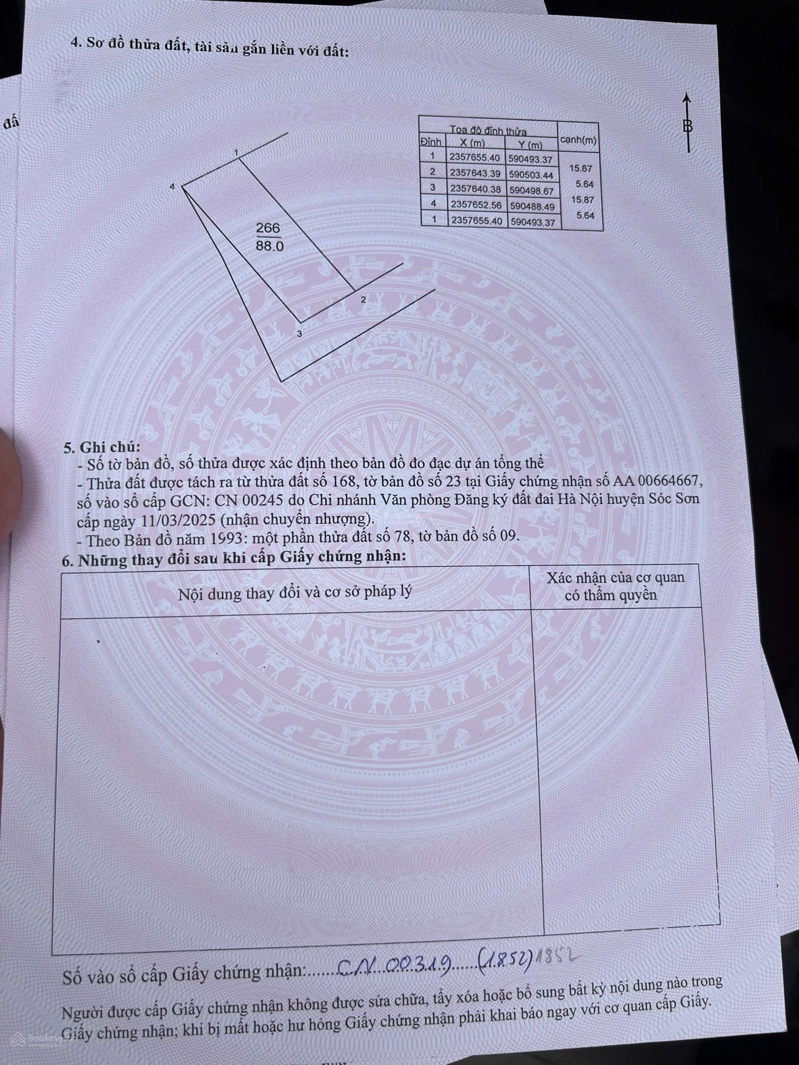 Khai xuân chỉ 1,1x tỷ sở hữu lô đất góc 2 mt full thổ cư 88m2 mt = hậu = 5,64m trung giã sóc sơn