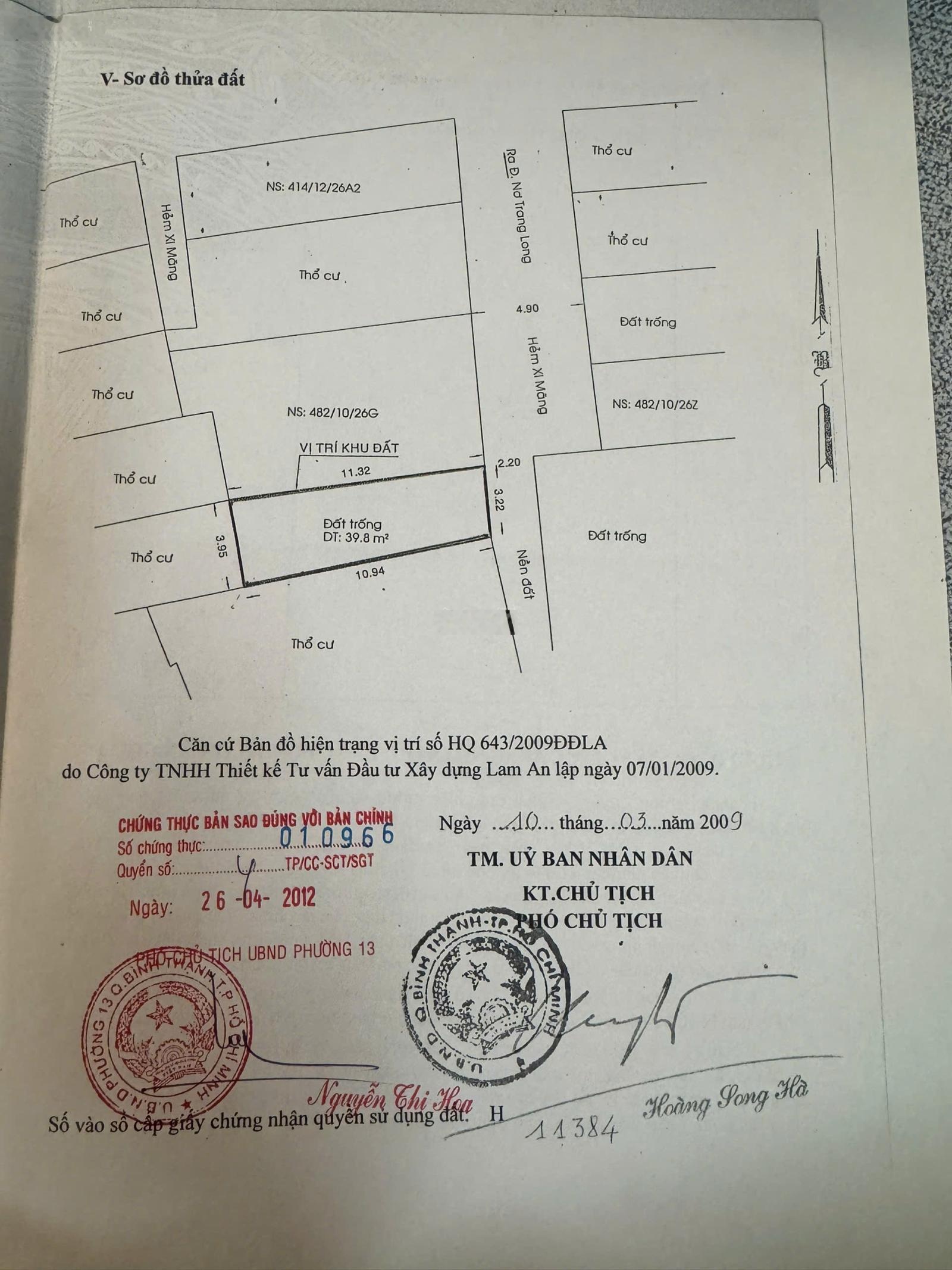 Bán nhà cấp 4 - 482/ Nơ Trang Long, P13, Bình Thạnh - 39,8m2- hẻm xe hơi