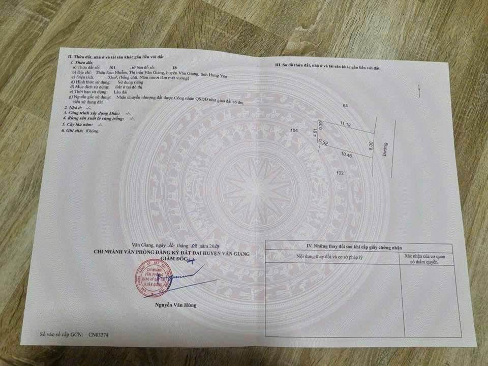 Bán đất tại thôn Đan Nhiễm, thị trấn Văn Giang, Hưng Yên