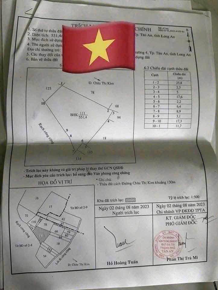 Chính chủ gửi bán đất tại hẻm Vũ Tiến Trung, xã An Vĩnh Ngãi, thành phố Tân An, giá 1.75 tỷ