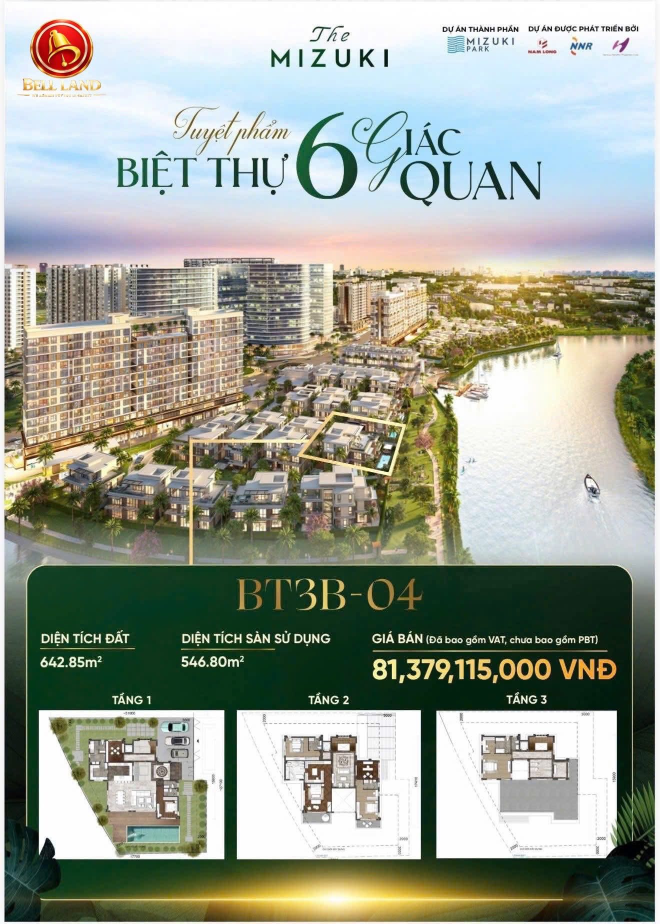 Bán biệt thự Mizuki Park, căn góc BT3B-04, vị trí đẹp và phong thuỷ vượng khí - Mua trực tiếp chủ đầu tư