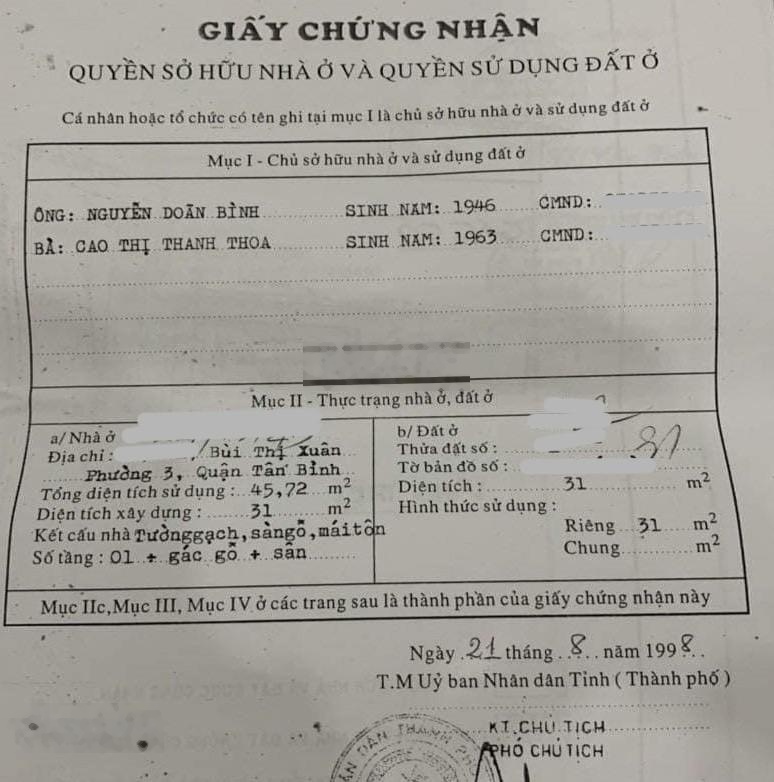 31m2 Bùi Thị Xuân Tân Bình sổ chuẩn 3 tỷ 3