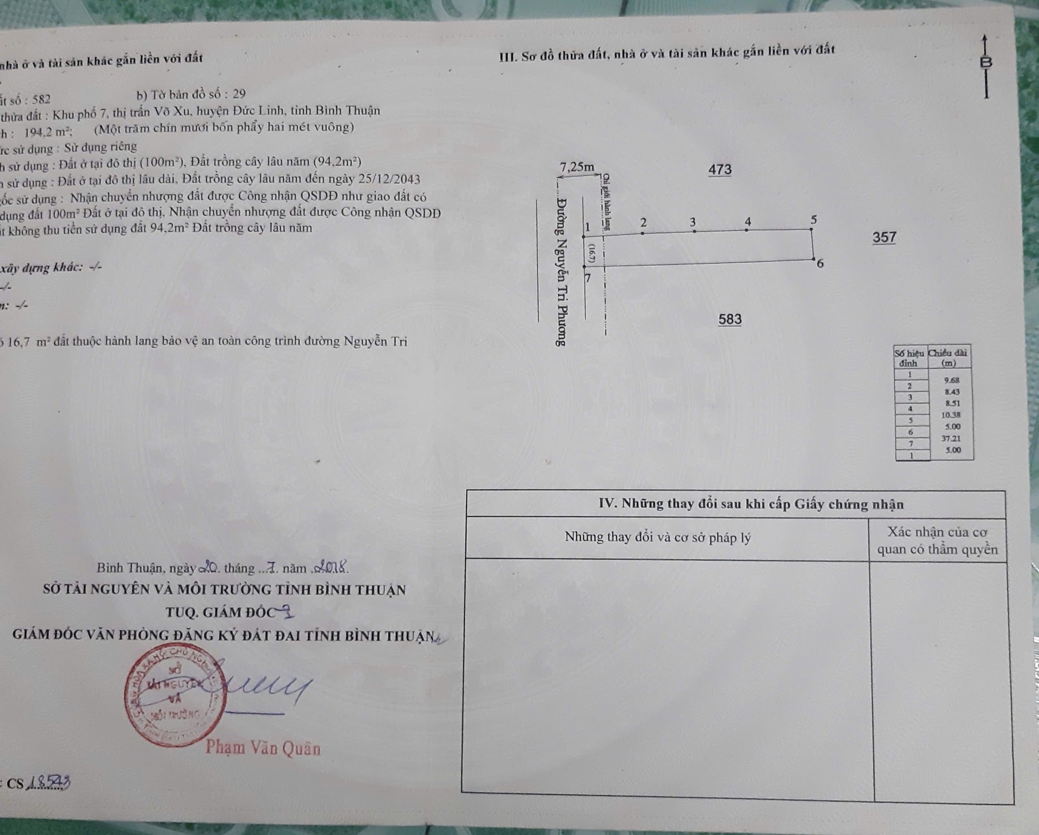 Bán đất nền mặt tiền đường Nguyễn Tri Phương, Đức Linh, Bình Thuận, 194m2
