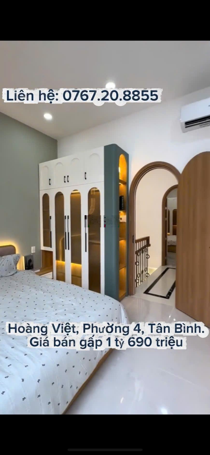 Bán nhà bờ kè Hoàng Việt, P. 4 Tân Bình 49m² SHR. Gía 1 tỷ690 Sẵn HĐ thuê 12tr/tháng
