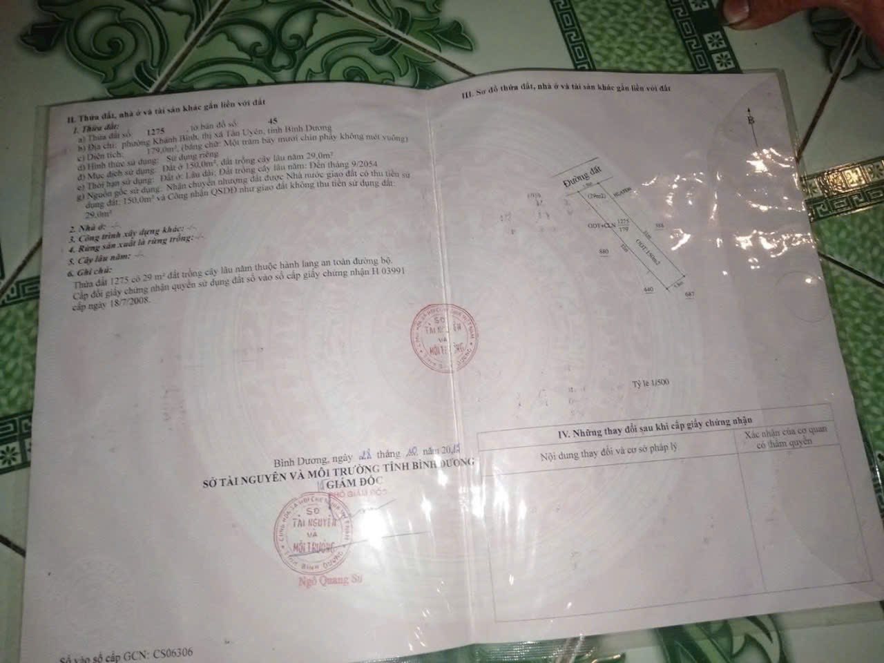 Bán đất mặt nhựa Khánh Bình 2, Tân Uyên, diện tích 179m2, thổ cư full, giá 2.49 tỷ