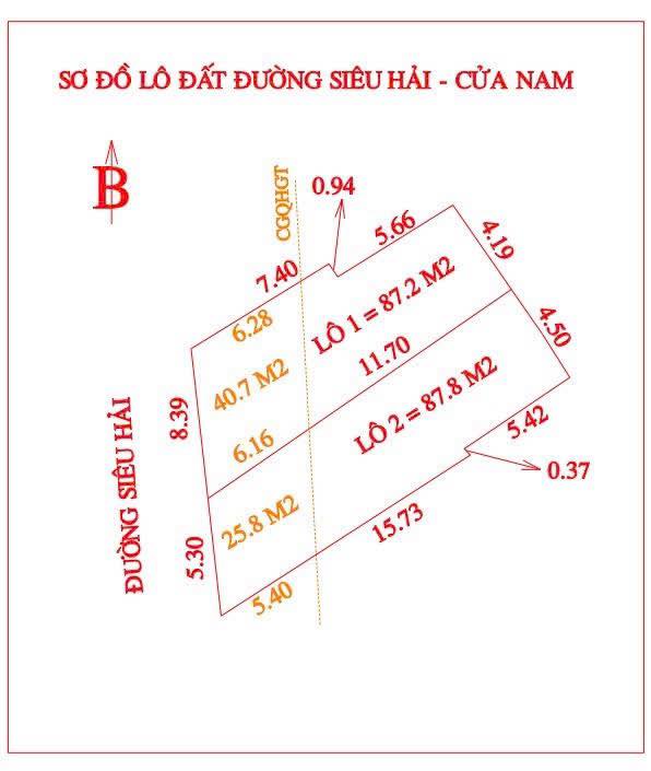 Cần bán hai lô đất mặt đường Siêu Hải, phường Cửa Nam