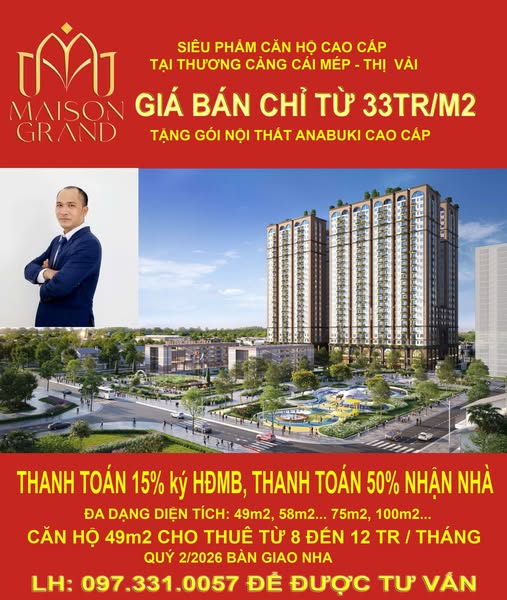 Bán căn hộ cao cấp Maison Grand tại thương cảng Cái Mép - Thị Vải.