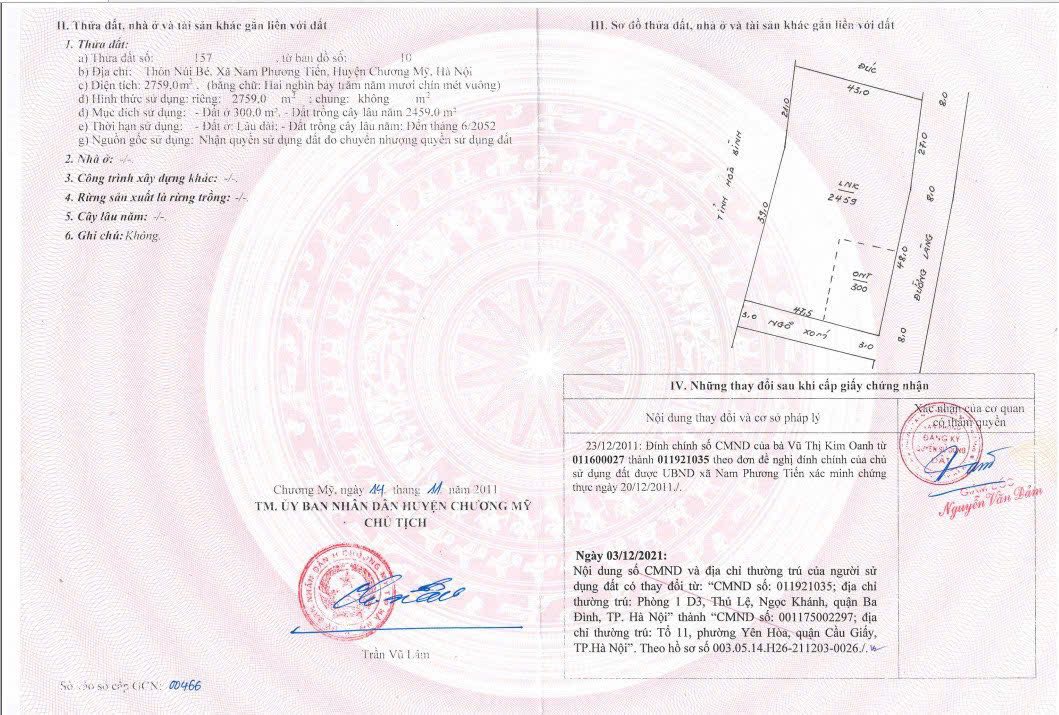 Bán đất tại thôn Núi Bé, xã Xuân Mai, Hà Nội