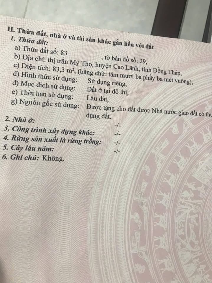 Bán nhà cấp 4 tại khu dân cư thị trấn Mỹ Thọ, huyện Cao Lãnh cũ, tỉnh Đồng Tháp