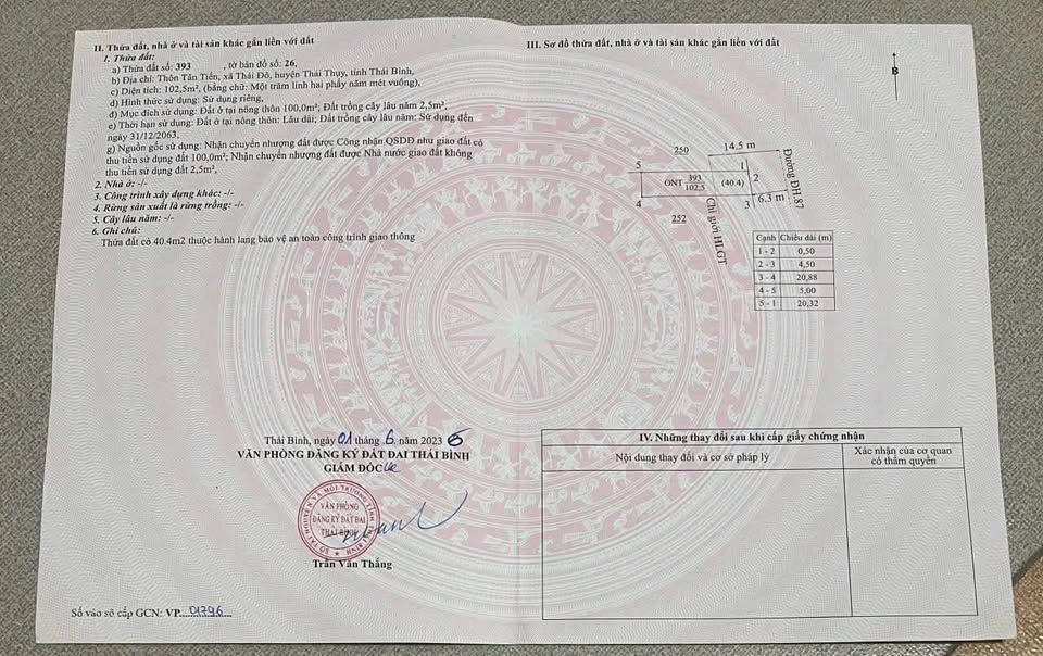 Bán đất huyện Thái Thụy, tỉnh Thái Bình, giá 1,5 tỷ