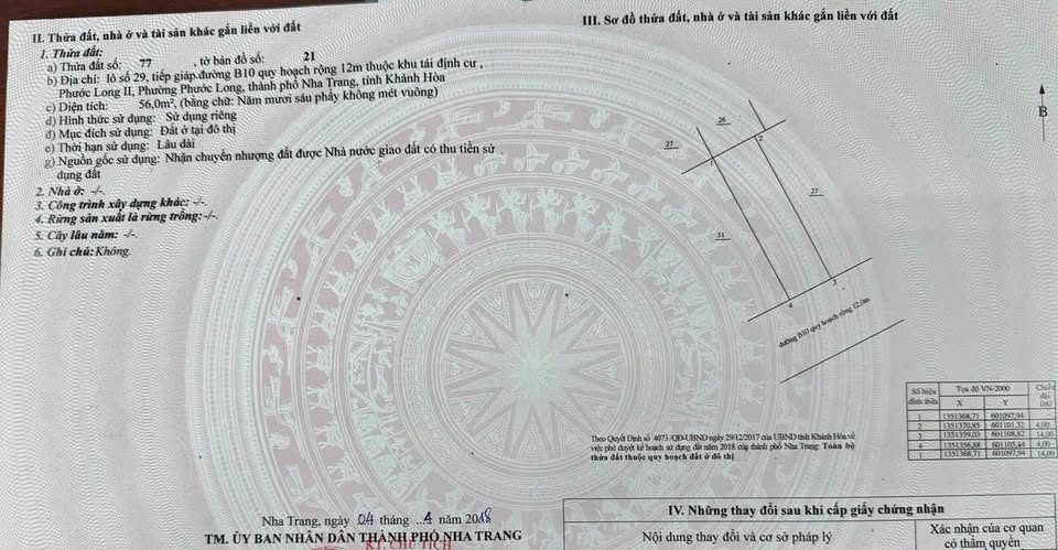 Bán lô đất tái định cư VCN Phước Long, giá 5.2 tỷ