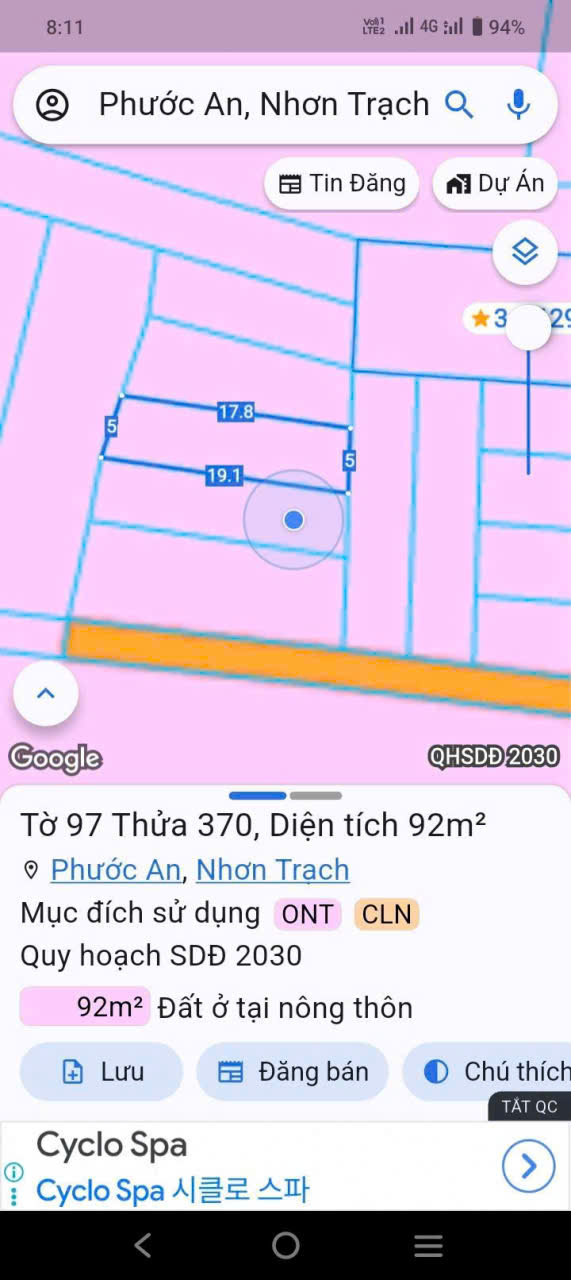 Bán đất huyện Nhơn Trạch tỉnh Đồng Nai, giá 1 tỷ
