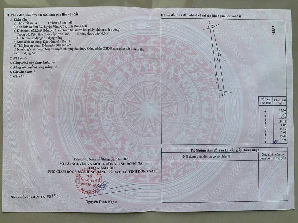 Bán đất tại Phú Lý, Vĩnh Cửu, view hồ, sáng ngắm sương – chiều ngắm hoàng hôn Hồ Trị An