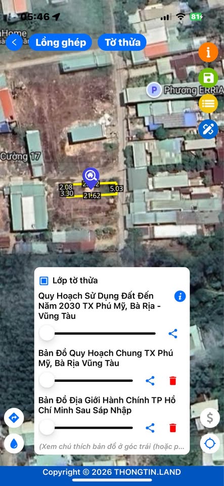 Bán đất thị xã Phú Mỹ, tỉnh Bà Rịa, Vũng Tàu, giá 1,55 tỷ