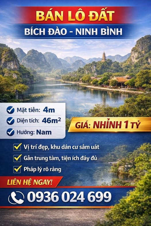 Bán 1 lô đất giá tốt tại khu Bích Đào, Ninh Bình