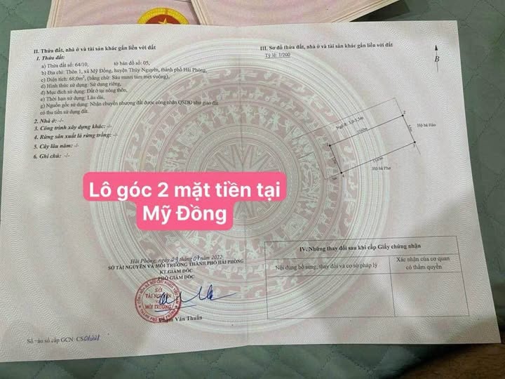 Bán đất huyện Thủy Nguyên thành phố Hải Phòng, giá 550 triệu