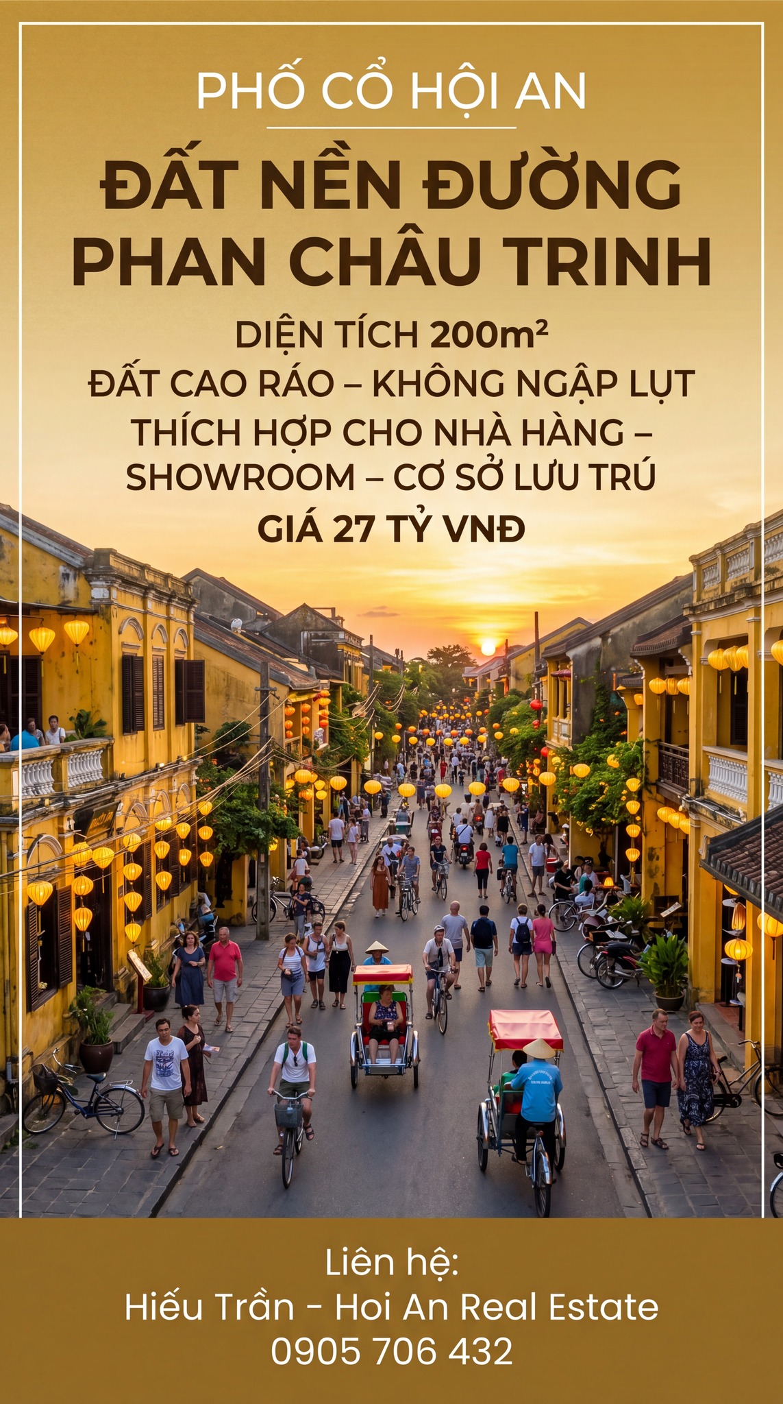 Bán đất phố cổ Hội An, mặt tiền Phan Châu Trinh, giá 27 tỷ