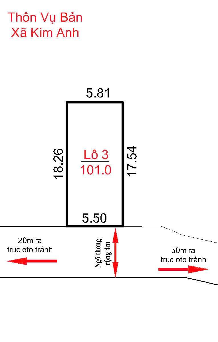 101m² full thổ cư - ngõ thông ô tô - chưa đến 2 tỷ – tại Vụ Bản, Kim Anh